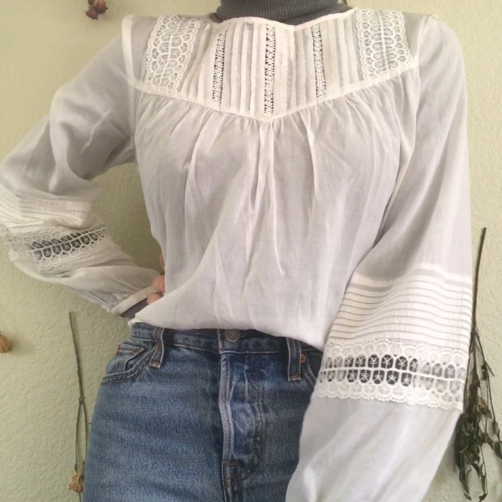 White Women's Blouse with Embroidery